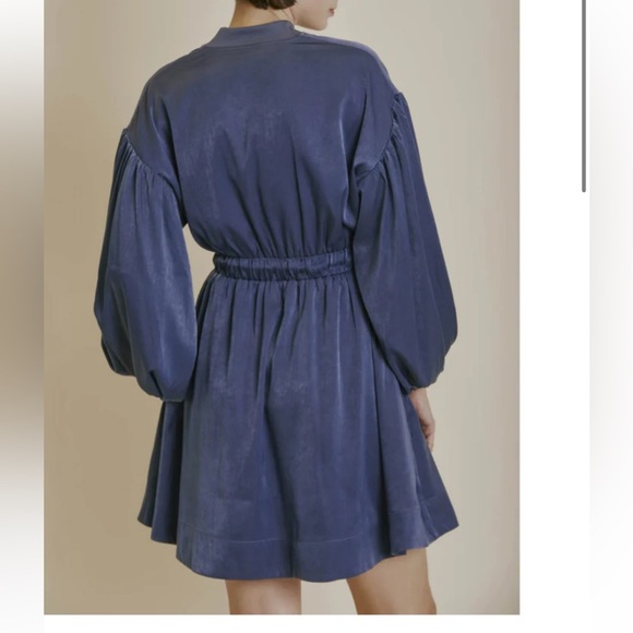 AUREUM Blue Tie Waist Puff Balloon Sleeve Dress - Picture 8 of 8